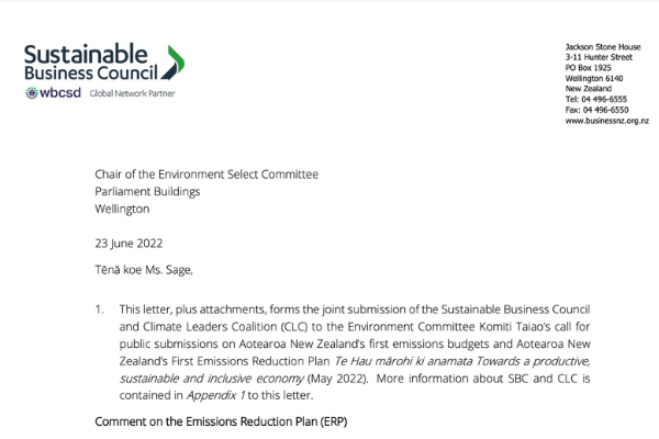 Emissions Reduction Plan letter to Select Committee, June 2022