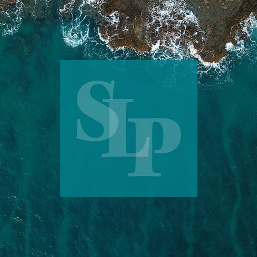 Letters SLP on an ocean background